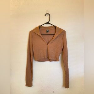 S long sleeve crop v neck